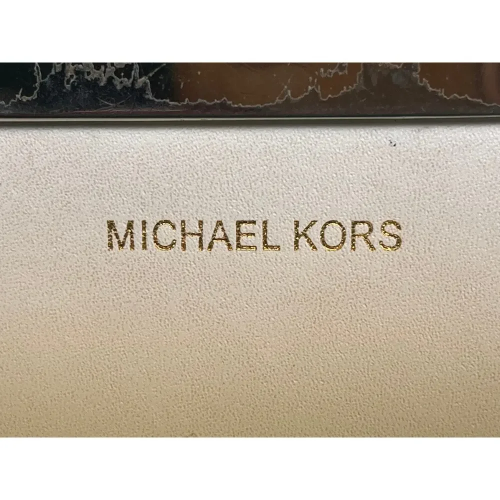 Michael Kors Cream Jade Leather Shoulder Bag Purse, Gold Hardware